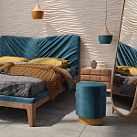 Пуф синий велюр на золотом металлическом основании Golden Belt варинант исполнения - 4 | Loft Concept в Рязани