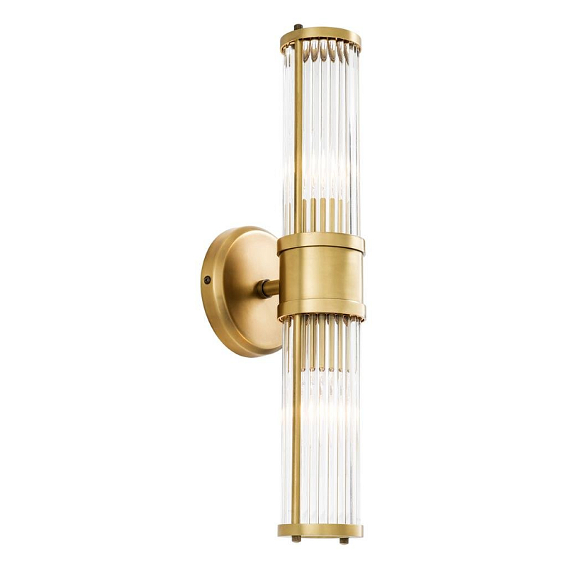 Бра Wall Lamp Claridges Double Brass Латунь Античная полированная Прозрачное Стекло Бра Wall Lamp Claridges Double Brass Латунь Античная полированная Прозрачное Стекло в Рязани | Loft Concept
