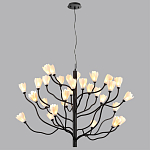 Люстра подвесная черного цвета с ветвями и белыми фарфоровыми цветами Floralis варинант исполнения - 12 | Loft Concept в Рязани