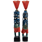 Комплект из 2-х деревянных статуэток Asmat Straw Headdress Statuettes Multicolor варинант исполнения - 2 | Loft Concept в Рязани