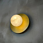 Бра круглое с плафоном из натурального камня на латунном основании Cryptocrystalline Stone варинант исполнения - 5 | Loft Concept в Рязани