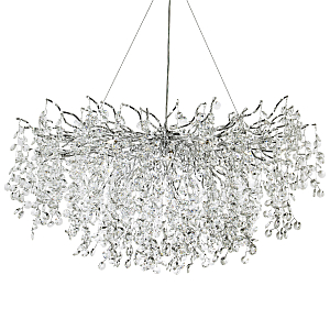 Линейная люстра с хрустальными подвесками на металлических ветках Fairytree Light Silver Linear Chandelier 18