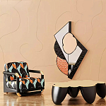 Дизайнерский журнальный стол округлой формы чёрный с золотой столешницей Fufem варинант исполнения - 1 | Loft Concept в Рязани