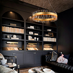 Люстра кольцевая чёрного цвета с вертикальными стеклянными элементами Ring Horizontal варинант исполнения - 2 | Loft Concept в Рязани