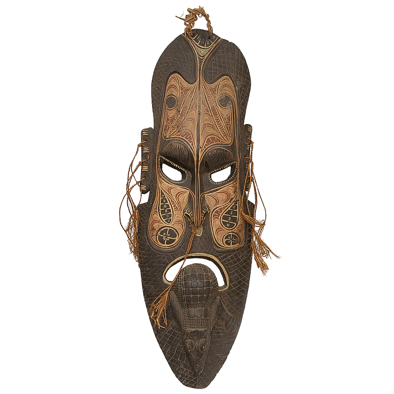 Деревянная резная маска ручной работы Papuan Wooden Mask Коричневый Бежевый Деревянная резная маска ручной работы Papuan Wooden Mask Коричневый Бежевый в Рязани | Loft Concept