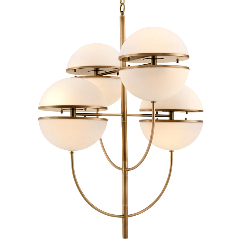 Люстра Chandelier Spiridon Латунь Античная полированная Белый Люстра Chandelier Spiridon Латунь Античная полированная Белый в Рязани | Loft Concept
