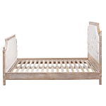 Кровать двуспальная светло-бежевая с основанием из массива дуба с мягким изголовьем Flax Beds варинант исполнения - 2 | Loft Concept в Рязани