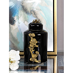 Банка с крышкой из фарфора с бронзовым цветочным элементом Eden Garden варинант исполнения - 4 | Loft Concept в Рязани