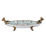 Блюдо овальное из голубого фарфора с ручками в виде бабочек и цветочным рисунком Blue Garden варинант исполнения - 1 | Loft Concept в Рязани