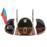 Настольный письменный набор с часами из природного камня обсидиана Oval Office варинант исполнения - 1 | Loft Concept в Рязани