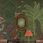 Обои ручная роспись Malwa Original colourway on Olive tobacco варинант исполнения - 1 | Loft Concept в Рязани