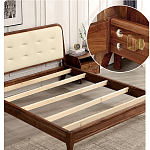 Кровать двуспальная с каркасом из дерева и мягким изголовьем Moon Walnut Bed варинант исполнения - 5 | Loft Concept в Рязани
