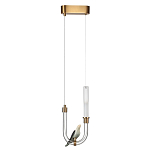 Подвесной светильник с декоративной фигуркой птицы на прозрачной изогнутой трубке Ganthea варинант исполнения - 2 | Loft Concept в Рязани