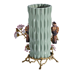 Ваза с птицами и цветами из фарфора с бронзовыми элементами Garden of Eden варинант исполнения - 2 | Loft Concept в Рязани