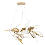 Люстра подвесная с декоративными белыми и золотыми листьями на текстурном основании Wintery flovers варинант исполнения - 1 | Loft Concept в Рязани