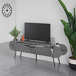 ТВ-тумба серая с 2-мя откидными дверцами и 2-мя открытыми полками CAPSULE TV STAND RETRO GREY варинант исполнения - 2 | Loft Concept в Рязани