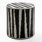 Приставной круглый столик с инкрустацией Black and White Geometry Stool варинант исполнения - 1 | Loft Concept в Рязани