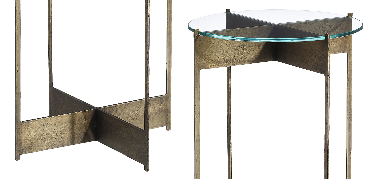 Круглый приставной столик со стеклянной столешницей Lochlan Side Table Круглый приставной столик со стеклянной столешницей Lochlan Side Table - Loft-Concept в Рязани