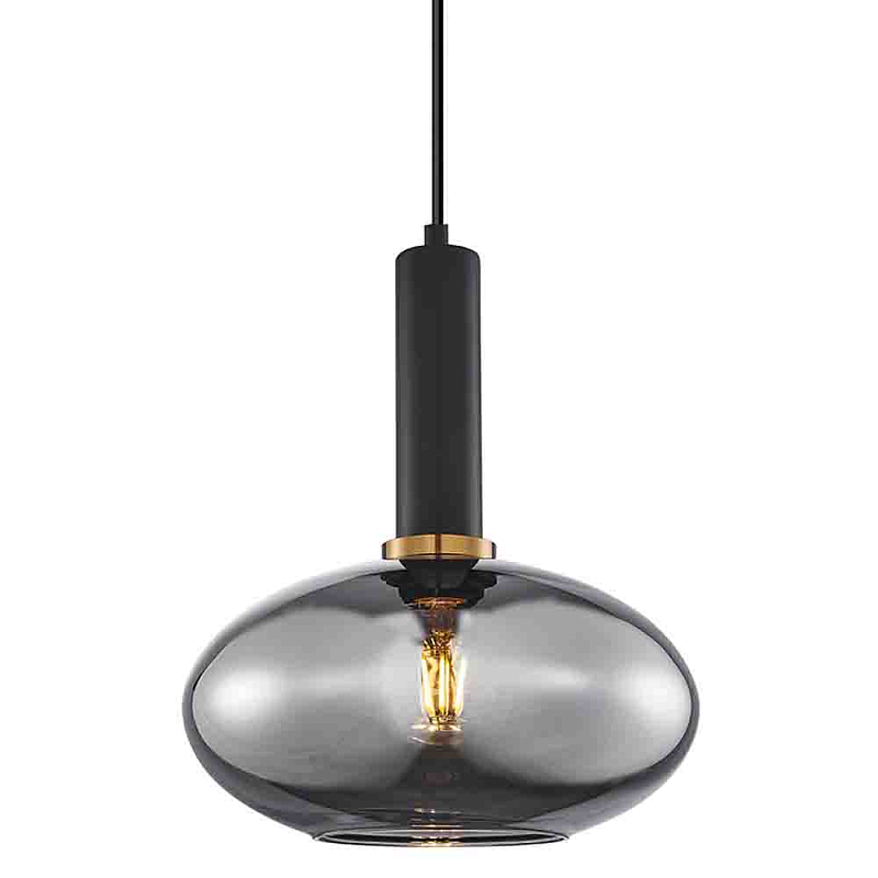 Подвесной светильник с овальным стеклянным плафоном Ferm Living Дымчатый (Smoke) Черный Латунь Янтарный Подвесной светильник с овальным стеклянным плафоном Ferm Living Дымчатый (Smoke) Черный Латунь Янтарный в Рязани | Loft Concept