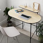 Стол письменный овальной формы с полкой LOUB WORKING TABLE BLACK OAK варинант исполнения - 5 | Loft Concept в Рязани