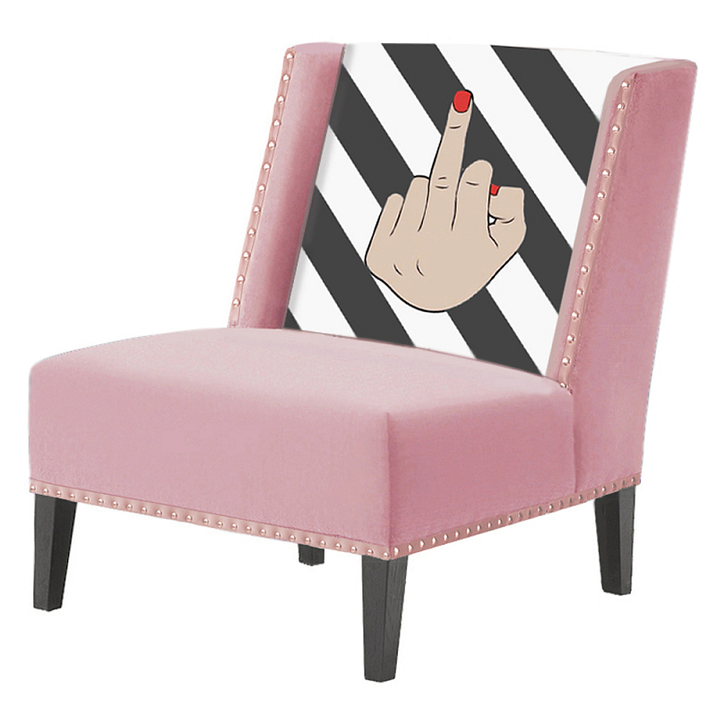 FUN Armchair "fuck off" pink Дизайнерское кресло с цветным принтом Розовый пастельный FUN Armchair "fuck off" pink Дизайнерское кресло с цветным принтом Розовый пастельный в Рязани | Loft Concept