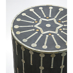 Приставной круглый столик с инкрустацией Mandika Bone Inlay Gray варинант исполнения - 1 | Loft Concept в Рязани