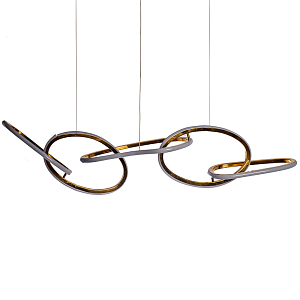 Люстра подвесная золотая в форме изогнутых колец Curved Rings