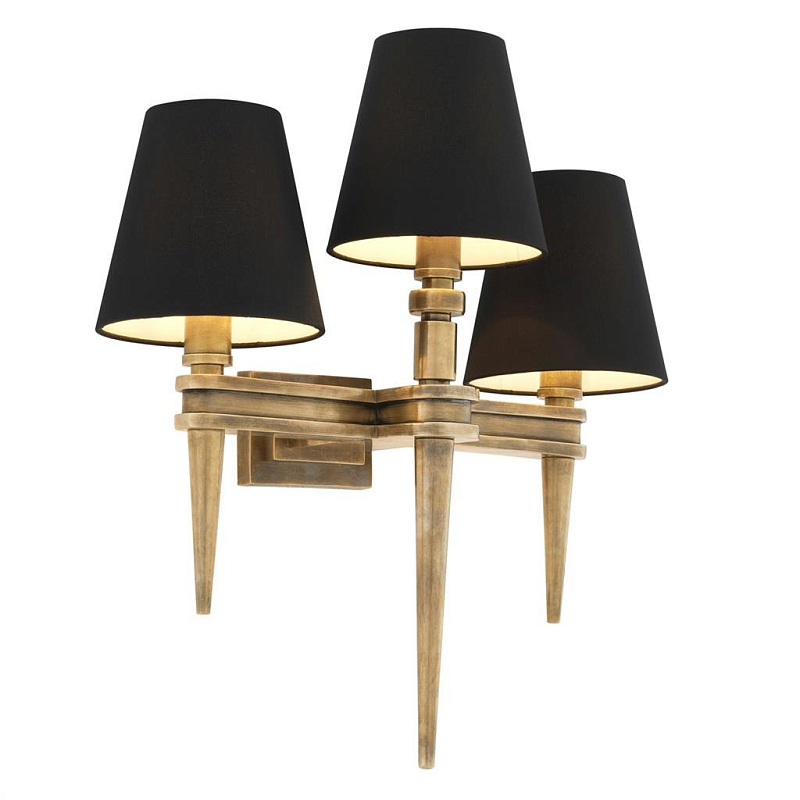 Бра Wall Lamp Waterloo Triple Brass Черный Латунь Античная полированная Бра Wall Lamp Waterloo Triple Brass Черный Латунь Античная полированная в Рязани | Loft Concept