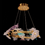 Люстра круглая на золотом каркасе с птичками и цветочным декором Miscellaneous herbs варинант исполнения - 5 | Loft Concept в Рязани