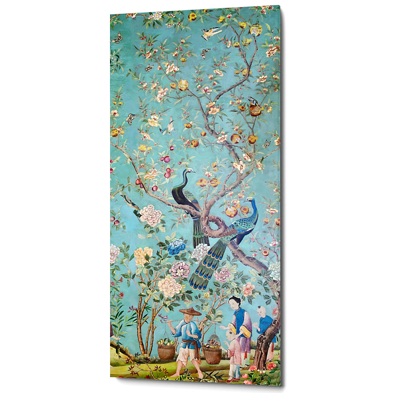 Постер на холсте в стиле шинуазри с изображением сада Chinoiserie Imperial Garden Peacocks on a Tree Бирюзовый Мульти Постер на холсте в стиле шинуазри с изображением сада Chinoiserie Imperial Garden Peacocks on a Tree Бирюзовый Мульти в Рязани | Loft Concept