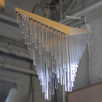 Люстра золотого цвета в форме галочки с каскадом длинных прозрачных трубок Eurofase варинант исполнения - 14 | Loft Concept в Рязани