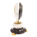 Часы настольные бронзовые из натуральных камней Мрамор и Змеевик Stone Clock варинант исполнения - 3 | Loft Concept в Рязани