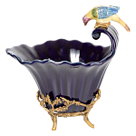 Чаша темно-синего цвета из фарфора с разноцветной птичкой Eden Garden porcelain and bronze варинант исполнения - 8 | Loft Concept в Рязани