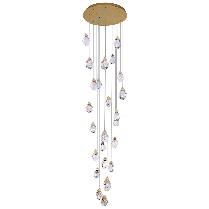 Большая каскадная люстра с хрустальными плафонами Esme Crystal Brass Cascade Chandelier 25 Золотой Прозрачный Большая каскадная люстра с хрустальными плафонами Esme Crystal Brass Cascade Chandelier 25 Золотой Прозрачный в Рязани | Loft Concept