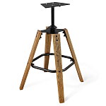 Барный стул со спинкой и металлической подставкой на 4-х деревянных ножках Коричневый Велюр Vendramin Chair варинант исполнения - 5 | Loft Concept в Рязани