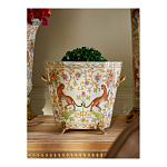 Кашпо с растительным и животным орнаментом на бронзовых ножках Turquoise Blooming Garden варинант исполнения - 4 | Loft Concept в Рязани