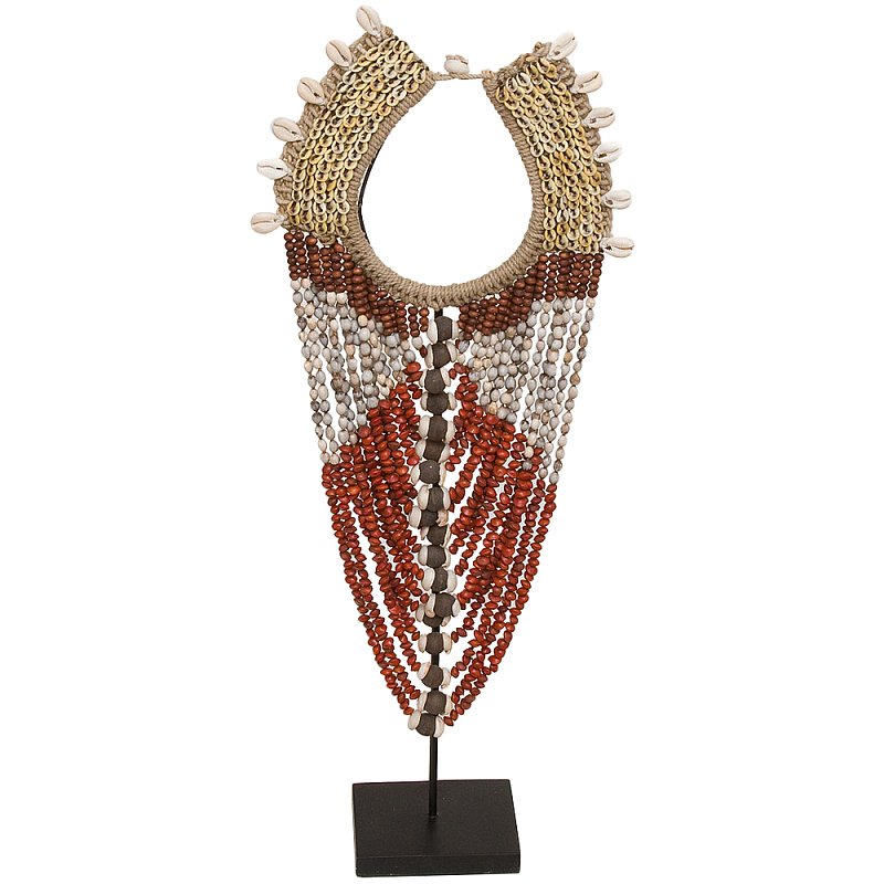 Этническое длинное ожерелье из бус и ракушек Aboriginal Long Necklace Red Beige Бежевый Красный Коричневый Этническое длинное ожерелье из бус и ракушек Aboriginal Long Necklace Red Beige Бежевый Красный Коричневый в Рязани | Loft Concept