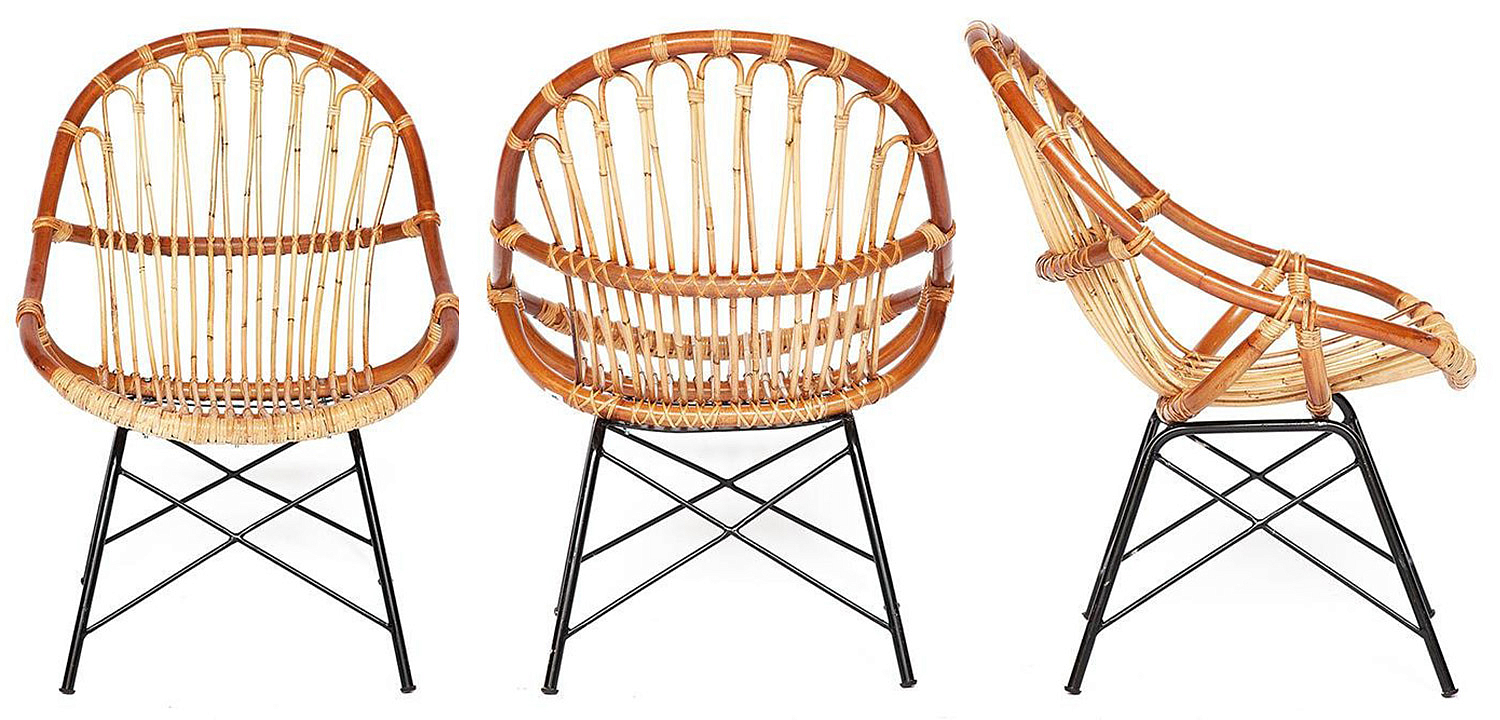 Кресло Rattan Wicker Chair Red Carcass Кресло Rattan Wicker Chair Red Carcass - Loft-Concept в Рязани