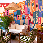 Обои ручная роспись в стиле Арт-деко Jazz Original colourway on painted silk with embroidery варинант исполнения - 1 | Loft Concept в Рязани