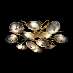 Потолочная люстра круглая ветвистыми бронзовыми элементами и стеклянными рифлеными дисками Textured Glass Chandelier варинант исполнения - 4 | Loft Concept в Рязани