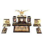 Настольный письменный набор из яшмы и долерита с декором Двуглавый орел Manager Organizer варинант исполнения - 1 | Loft Concept в Рязани