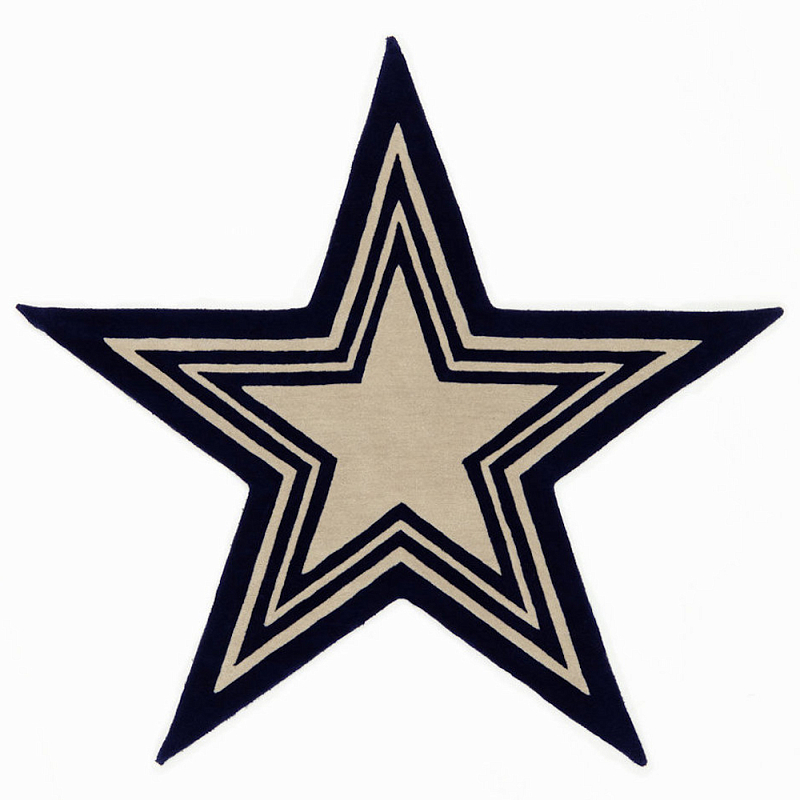 Дизайнерский ковер в виде звезды Poltronova Tappeto Stellina Navy Blue Grey Rug Темно-синий Бежево-серый Дизайнерский ковер в виде звезды Poltronova Tappeto Stellina Navy Blue Grey Rug Темно-синий Бежево-серый в Рязани | Loft Concept