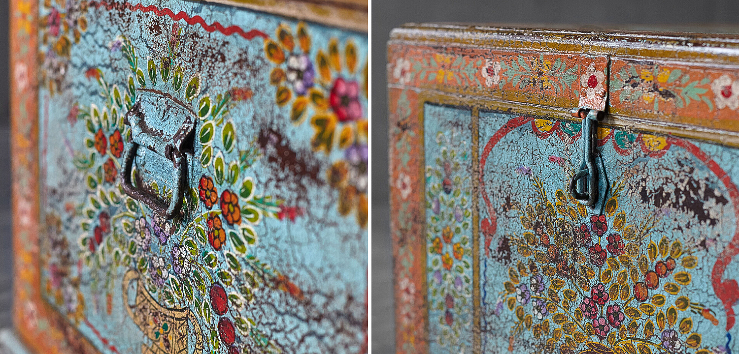 Сундук ручная роспись Harsh Antique Indian Painted Chest Сундук ручная роспись Harsh Antique Indian Painted Chest - Loft-Concept в Рязани
