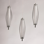 Люстра круглая каскадня с 5-ю плафонами из металлической сетки Mesh Lampshade Lighting варинант исполнения - 6 | Loft Concept в Рязани