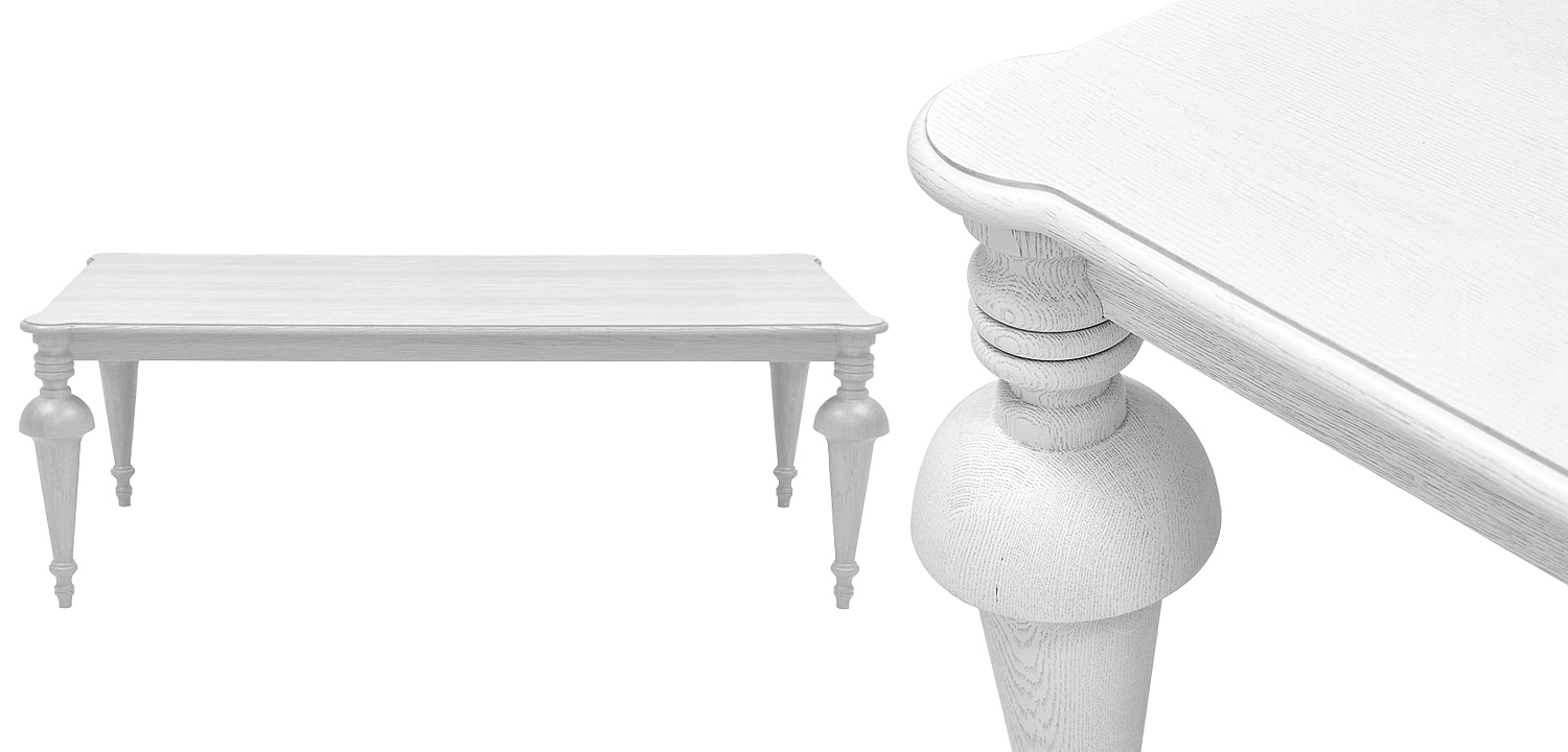 Обеденный деревянный стол Kelise White Dinner Table Белый Обеденный деревянный стол Kelise White Dinner Table Белый - Loft-Concept в Рязани