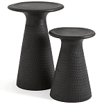 Круглый приставной столик из массива манго Piero Black Side Table варинант исполнения - 3 | Loft Concept в Рязани