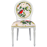 Стул светло-серый из натурального бука с изображением птиц и цветов Blooming Birds Red  варинант исполнения - 1 | Loft Concept в Рязани