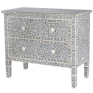 Комод серый отделка кость BONE INLAY CHEST OF 2 DRAWER