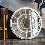 Зеркало настенное в белой металлической раме в виде часов Mirror Tower Clock варинант исполнения - 4 | Loft Concept в Рязани