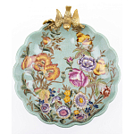 Блюдо из голубого фарфора с бронзовой птичкой Blue Garden варинант исполнения - 2 | Loft Concept в Рязани